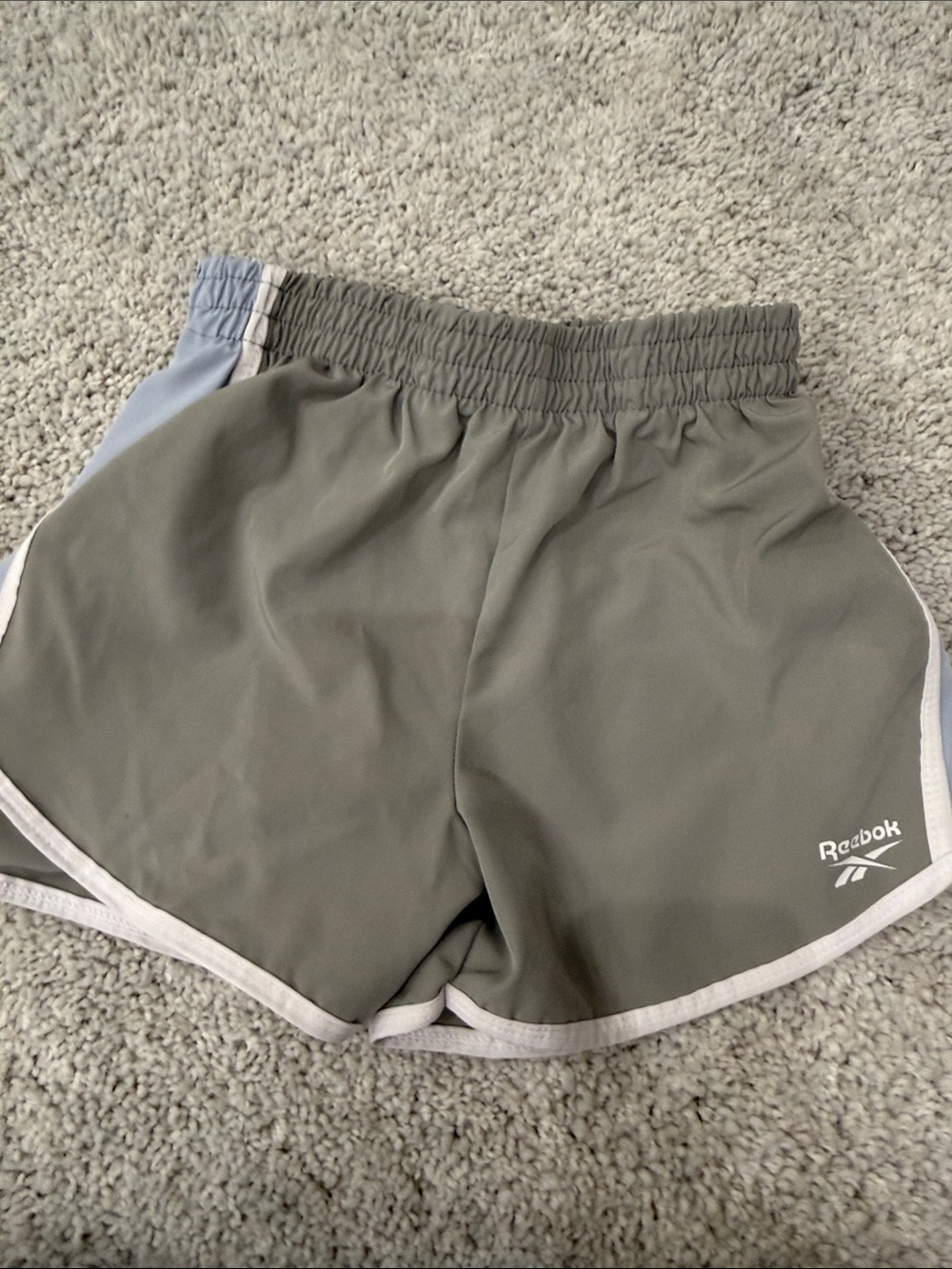 Reebok Gray Shorts with White Trim and Light Blue Accent